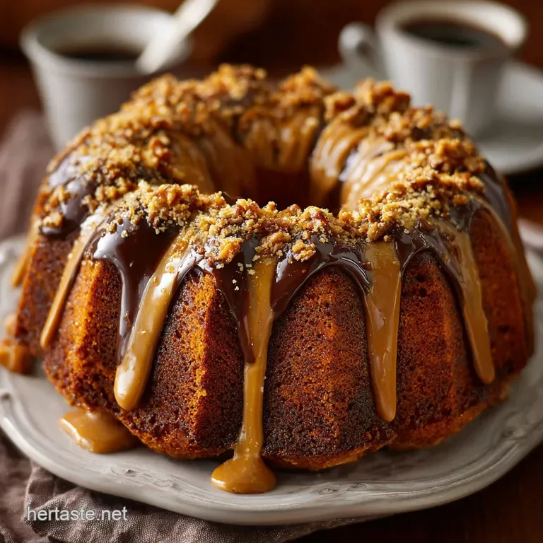 The Peanut Butter Crunch King Ultimate Butterfinger Bundt Cake presentation