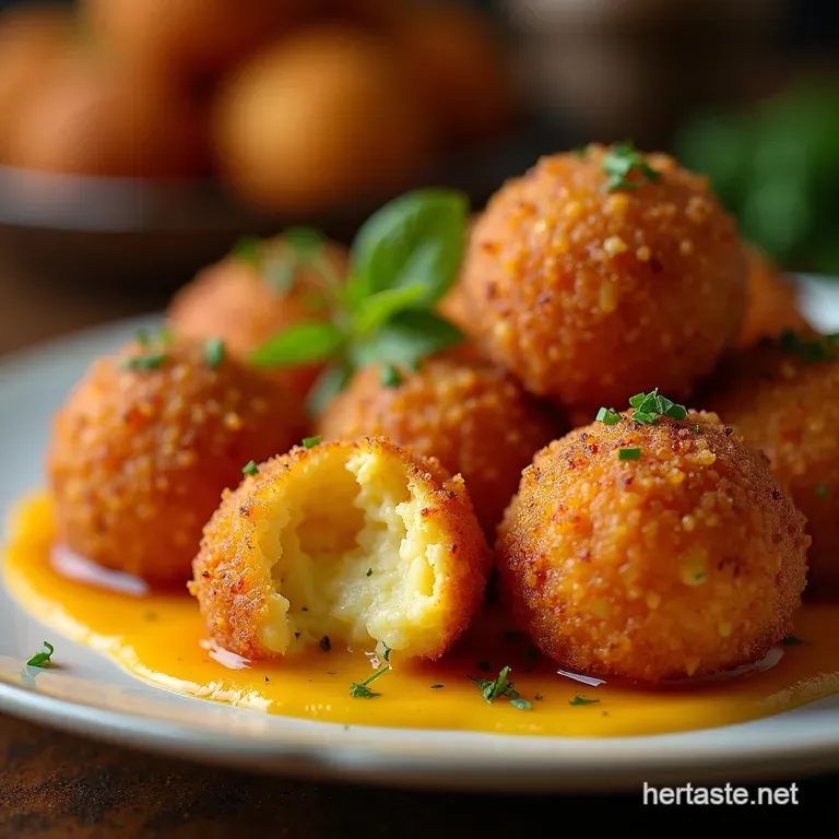 Golden Globes of Gooey Goodness Ultimate Cheesy Arancini Rice Balls presentation