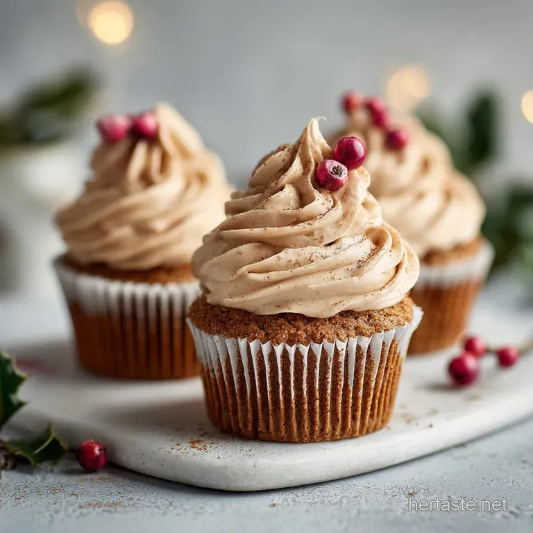 Christmas Cupcakes: Spiced Ginger Cake with Brown Butter Frosting presentation