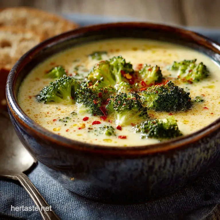 The Ultimate Creamy Classic Broccoli Cheddar Soup presentation