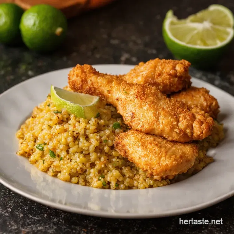 Zesty Garlic Lime Chicken Tenders with CilantroLime Quinoa presentation