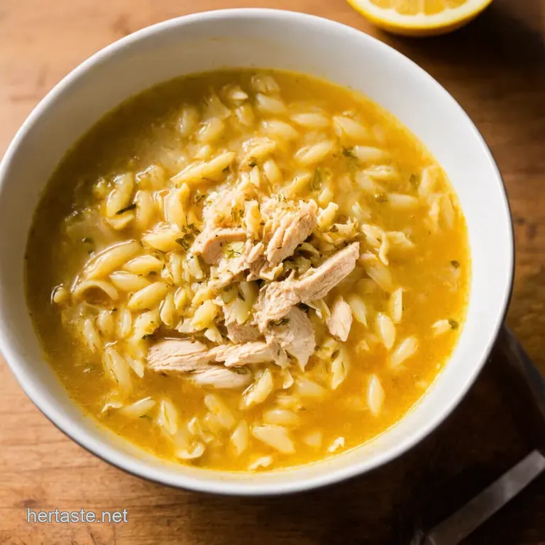 Zesty Lemon Chicken Orzo Soup presentation