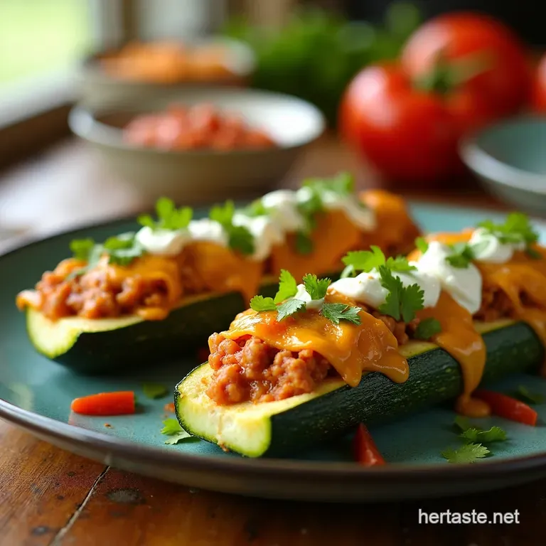 Zesty Mexican Zucchini Burrito Boats presentation