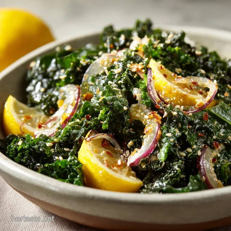 The Mighty Green Machine Chefs Zesty Lemon Tahini Kale Salad presentation