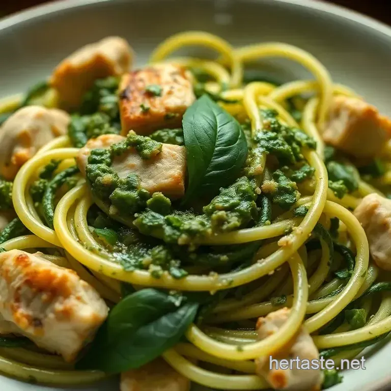 Zesty Zucchini Noodles with Basil Pesto and Grilled Chicken